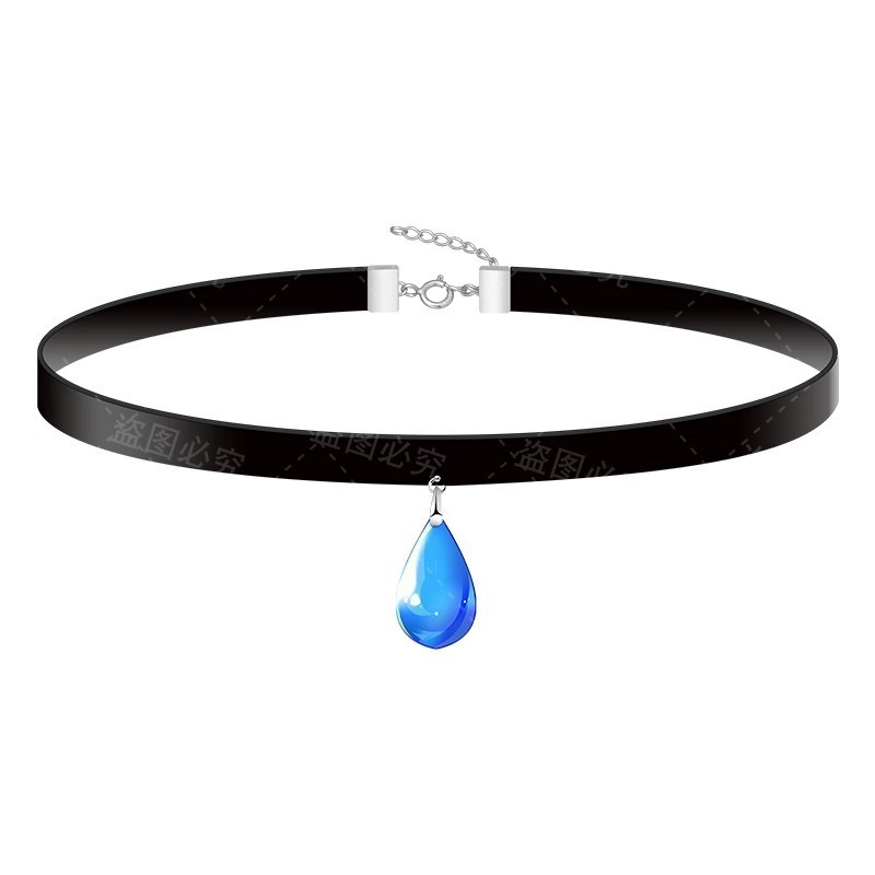 Dây chuyền Tenki no Ko Đứa con của thời tiết choker đen đá xanh trong xinh xắn dễ thương