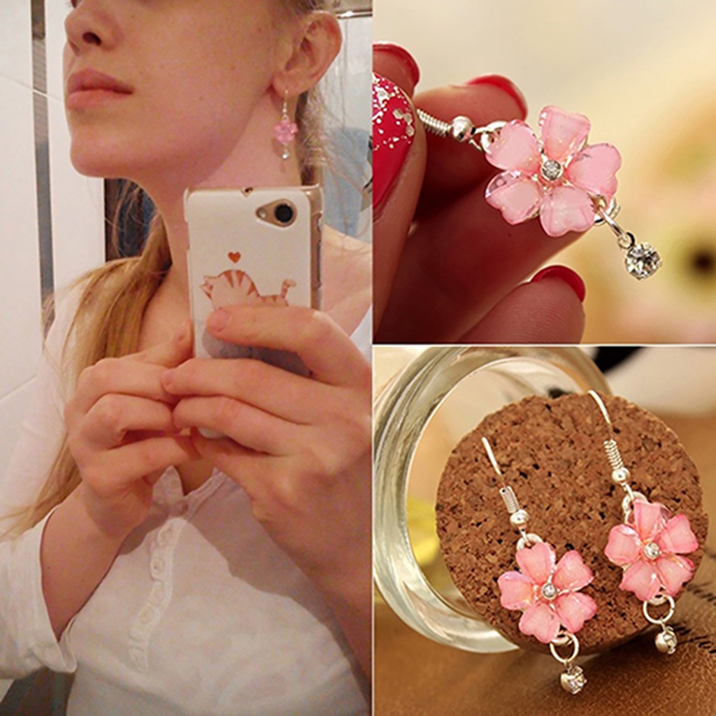 Cặp khuyên tai hợp kim hình hoa thanh lịch sang trọng quý phái dành cho nữ