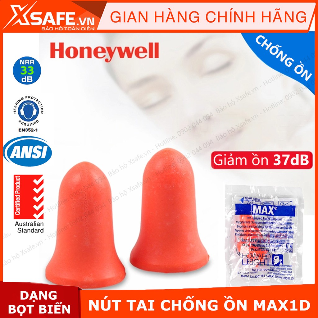 [10 Cặp]  Nút tai chống ồn Honeywell Max1d - Bịt tai chống ồn lên đến 29Db - dùng cho bảo hộ lao động, học tập, nghỉ ngơ