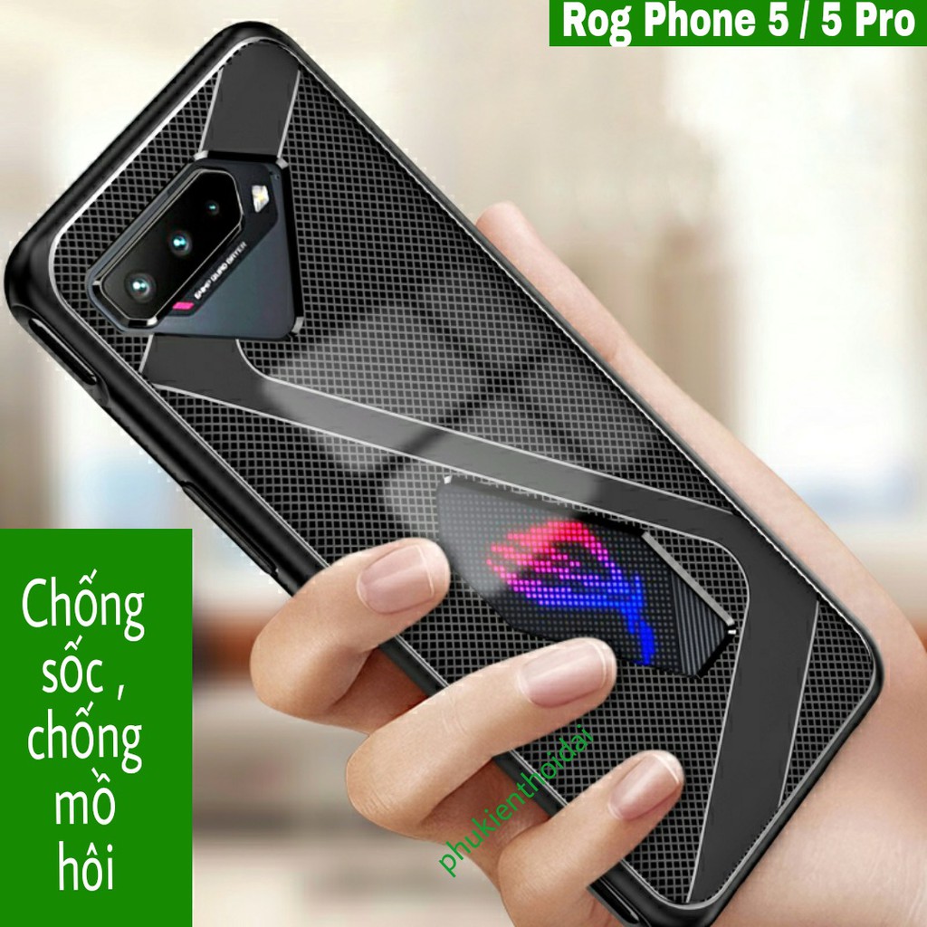 Ốp lưng Rog phone 5 / 5s / 5 Pro / Phone 6 / Phone 7 chống sốc kiểu dáng Gaming tản nhiệt cao cấp