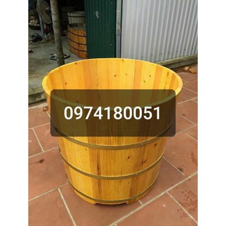 bồn tắm gỗ thông miệng 70cm