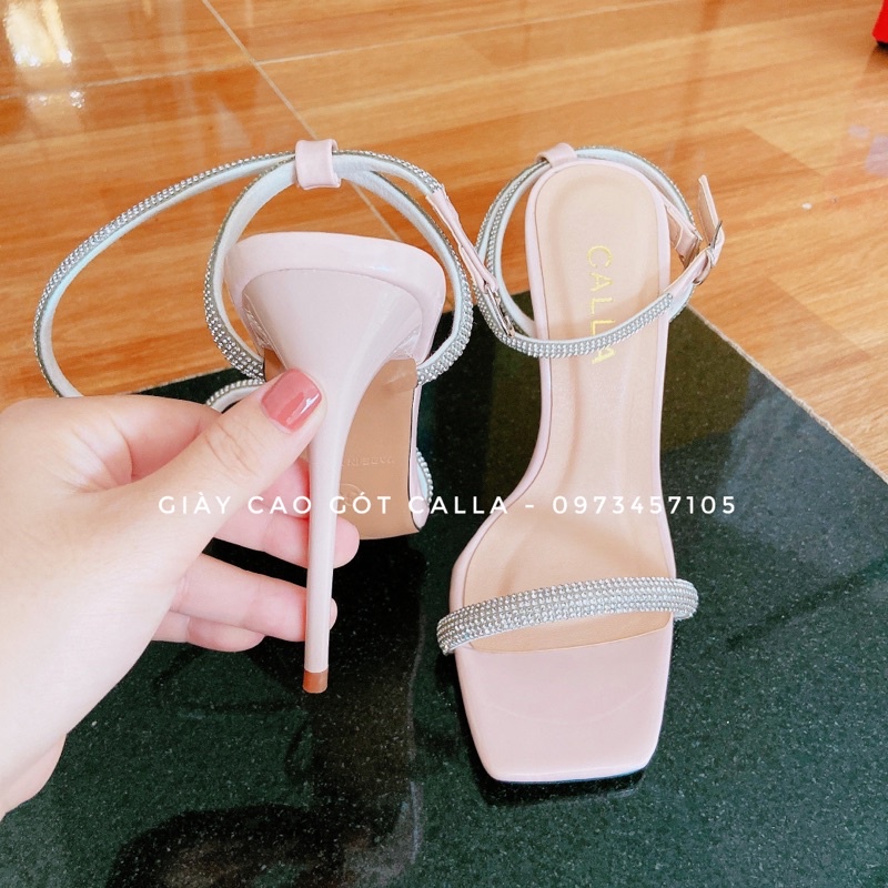 sandal đính đá màu nude hồng cao 8-12cm cực xinh