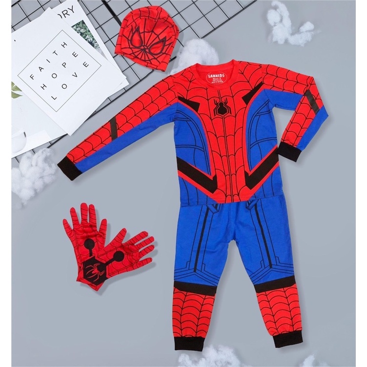 BỘ ĐỒ QUẦN ÁO SIÊU NHÂN NHỆN MŨ TRÙM TẶNG VỚ