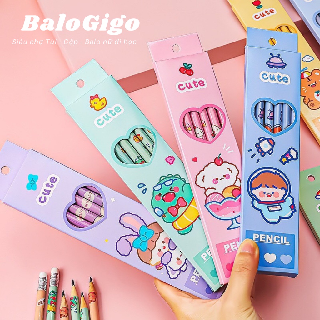 Hộp 6 cây bút chì cute dễ thương BC999 - BaloGigo