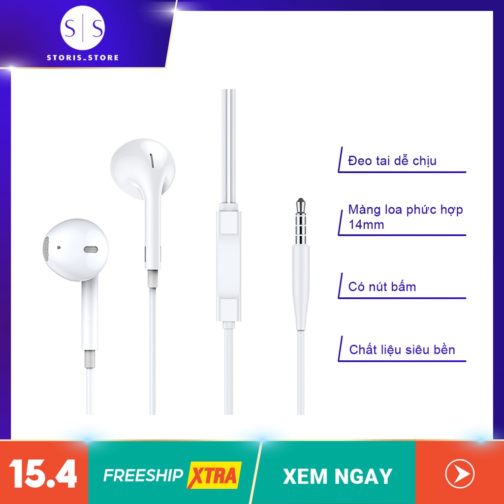 Tai nghe nhét tai có dây ACOME AW01 âm thanh trung thực rõ nét chất liệu dây bền bỉ chống rối thiết kế vừa vặn với tai