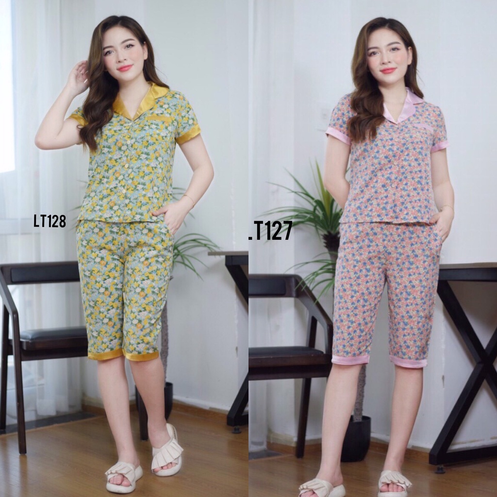 Đồ bộ mặc nhà, Đồ bộ thiết kế xinh xắn 2 màu LT127 LT128