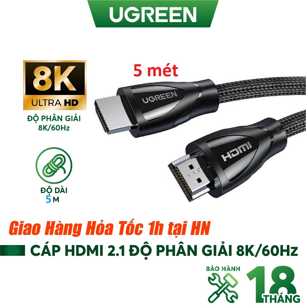 Cáp HDMI 2.1 Dài 5m hỗ trợ 8K Ugreen 80405 - Hàng chính hãng