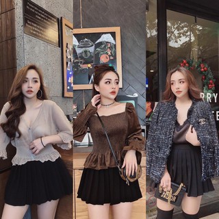 Chân váy dập li ngắn