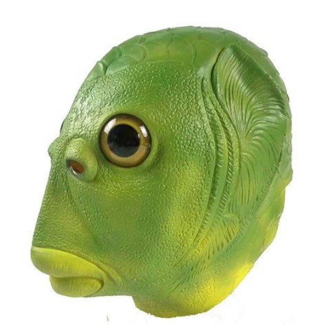 Mặt nạ trùm đầu hóa trang quái vật đầu cá màu xanh lá phù hợp cho Halloween | BigBuy360 - bigbuy360.vn
