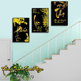 Set 3 tranh treo cầu thang ⚡SIÊU BỀN MÀU⚡ tranh tráng gương đẹp lung linh, huyền ảo bởi bề mặt phủ gương bóng loáng