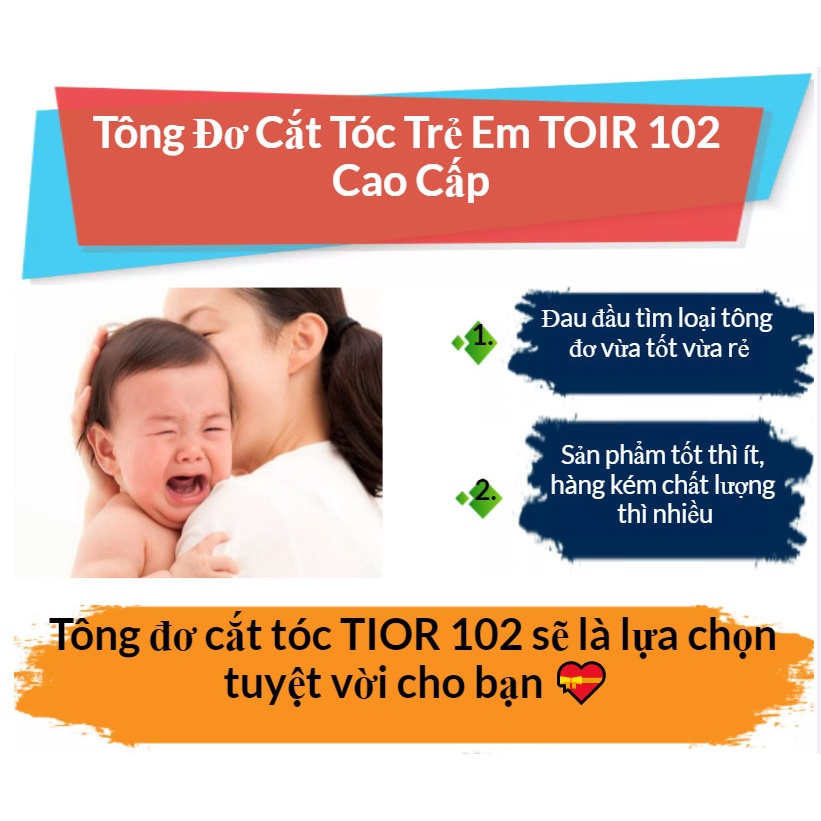 Tông Đơ Cắt Tóc Trẻ Em Cao Cấp TOIR TR102❤️RẺ VÔ ĐỊCH❤️ Tông Đơ Cắt Tóc Pin An Toàn Cho Bé.