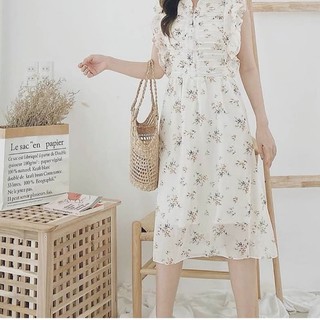THANH LÝ Váy voan hoa nhí cổ tàu Mliky Dress