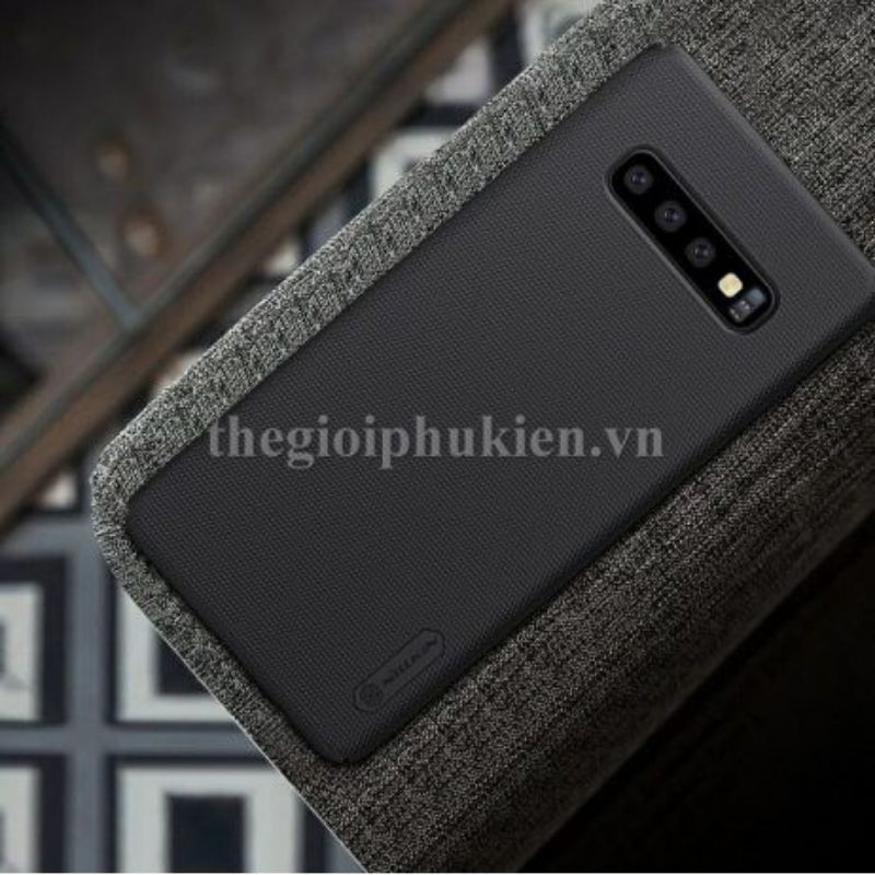 Ốp lưng Samsung Galaxy S10/S10 plus- Ốp lưng Nillkin nhựa cứng lưng sần cao cấp(Tặng kèm giá đỡ)