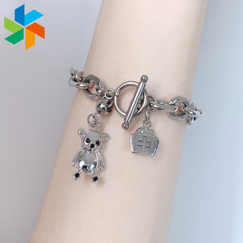 Vòng Tay Thép Không Gỉ Mạ Vàng Họa Tiết Dây Xích Dễ Thương Jp6