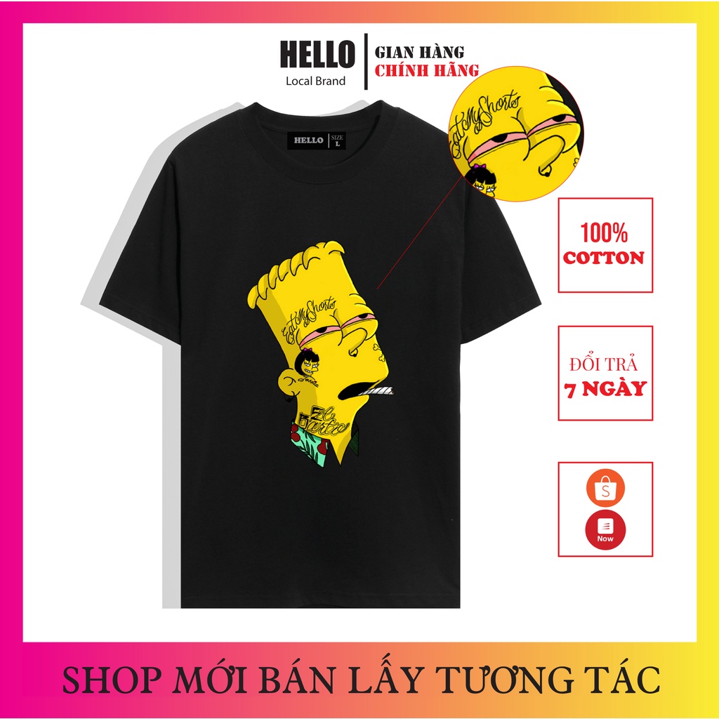 Áp phông Nam Nữ cổ tròn Unisex áo thun tay lỡ form rộng mix đồ cực kỳ đơn giản in hình Hello Simpson_Ap06 | BigBuy360 - bigbuy360.vn