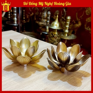 Đài sen hoa sen để nến bằng đồng nguyên khối