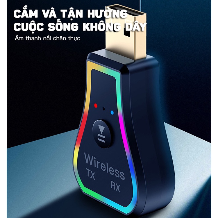 Bộ Thu Phát Âm Thanh Không Dây Bluetooth 5.0 Cho Xe Ô Tô Máy Tính, TV Đèn LED RGB Bluetooth TR31 GEAR79