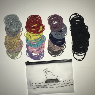Set 100 cọng thun cột tóc mỏng co giãn phong cách Hàn Quốc nhiều màu