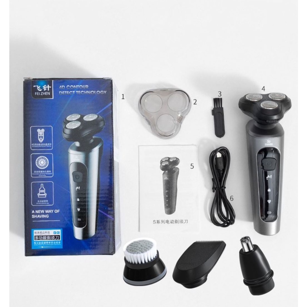 Máy Cạo Râu 4 in 1 ( Tông Đơ Massage Mặt Tỉa Lông Mũi Cạo Râu ) Phân Loại 9D Shaver Tặng Kèm 6 Phụ Kiện Chuyên Nghiệp