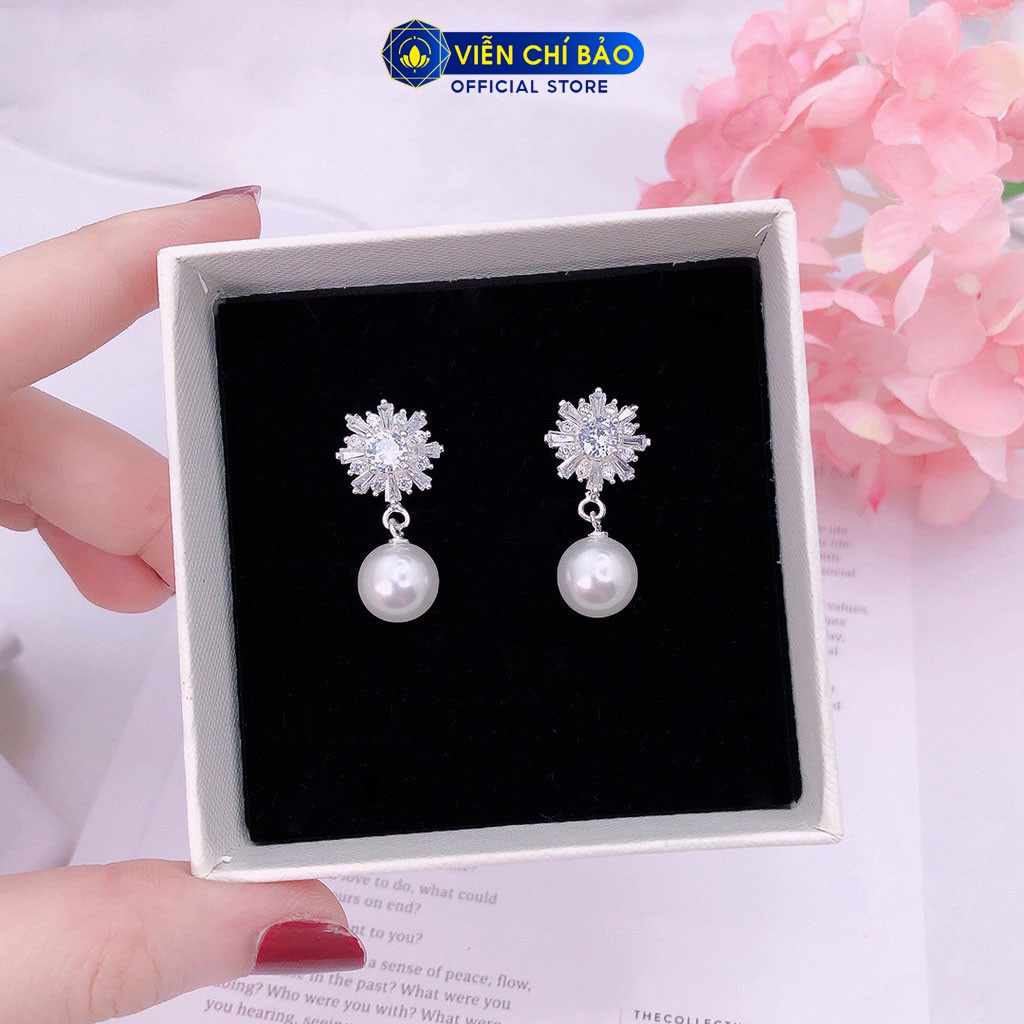 Bông tai bạc nữ star flower chất liệu bạc 925 thời trang phụ kiện trang sức nữ thương hiệu Viễn Chí Bảo B400178
