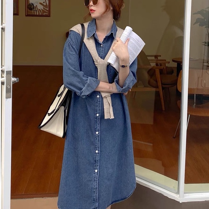 áo Jeans khoác ngoài áo Jeans dài tay dáng dài A17
