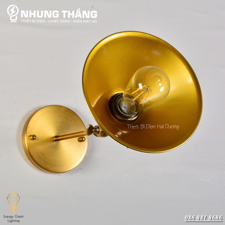 Đèn Treo Tường Đĩa Bay Lòng Sâu Thân Vàng Cao Cấp TN201-V - Decor Trang Trí Nhà Hàng , Quán Cafe Siêu Đẹp - Kèm Bóng T64