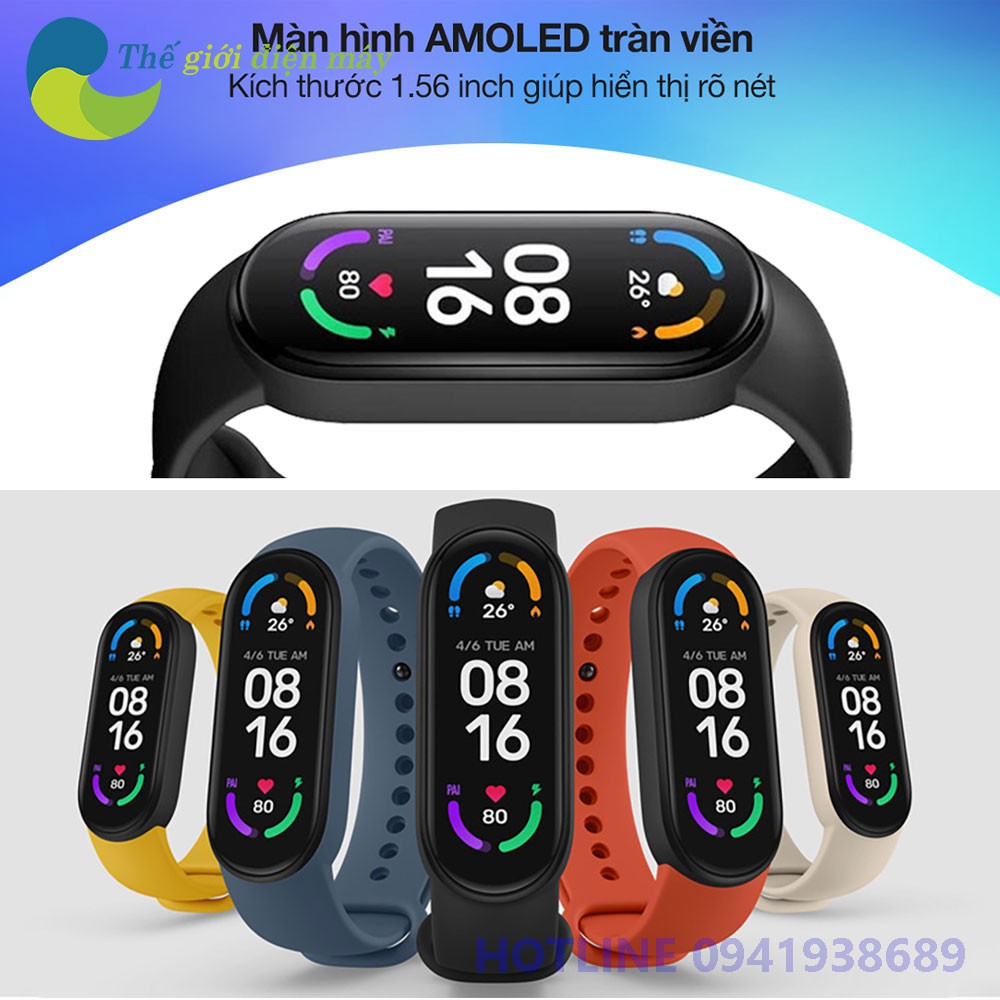 [Bản quốc tế] Đồng Hồ Thông Minh Xiaomi Mi Band 6 - Bảo Hành 1 Tháng - Shop Thế Giới Điện Máy