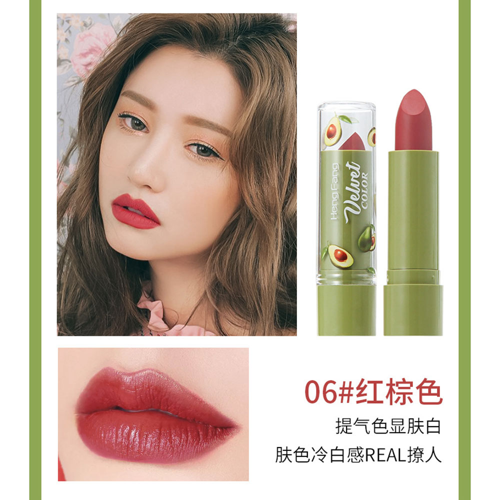 [Hàng mới về] Son sáp tông lì mịn như nhung dưỡng ẩm môi thiết kế vỏ hình trái bơ dễ thương