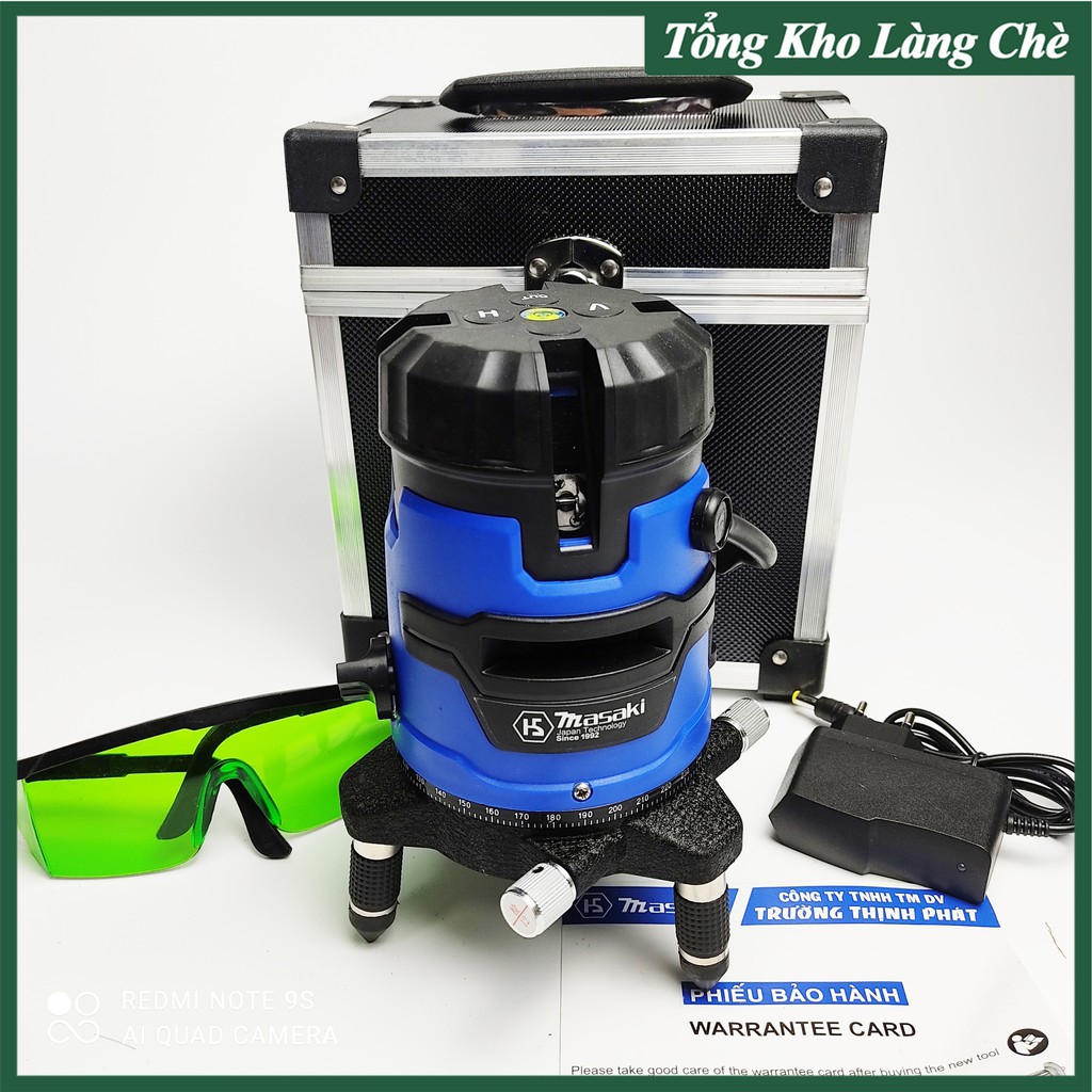 Máy Cân Mực Bắn Cốt Laser Tia Xanh Masaki - MSK333 - Máy Cân Bằng Laser 5 Tia Tặng Kèm Chân Đế 1m2