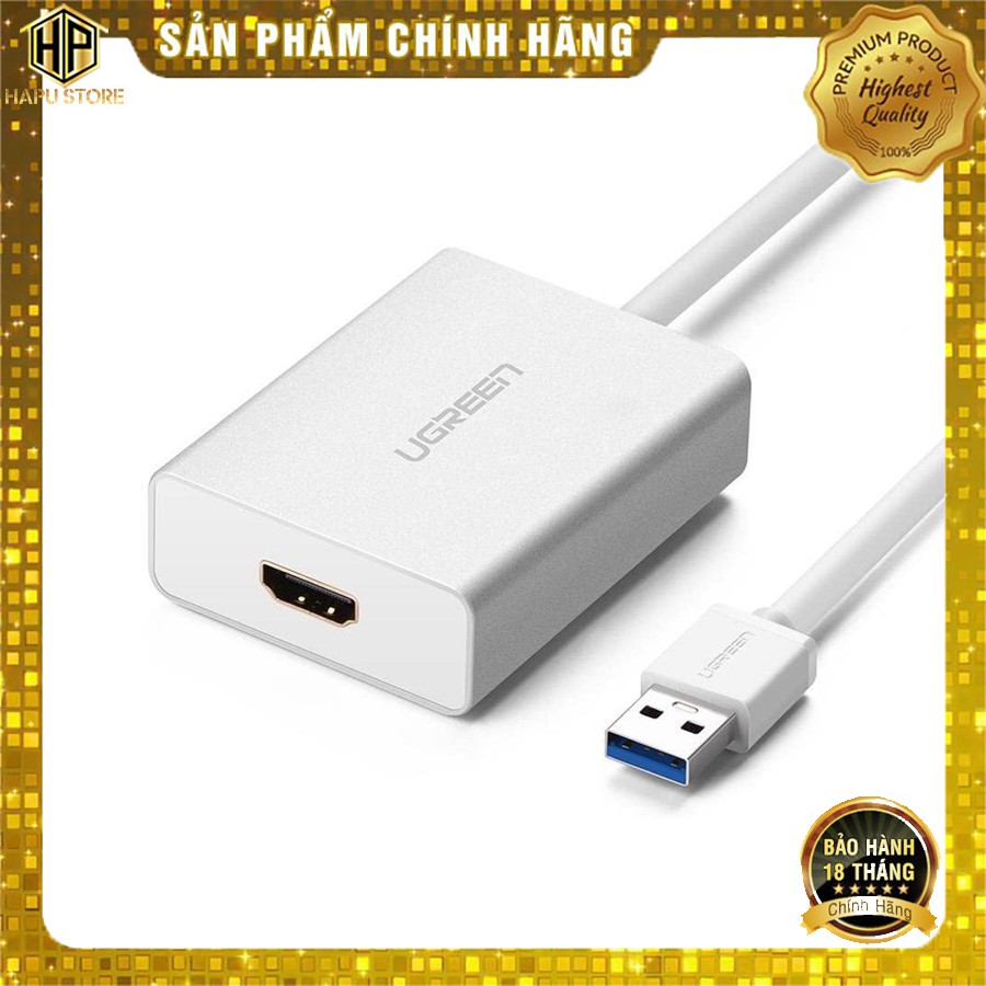 [Mã ELHACE giảm 4% đơn 300K] Cáp USB 3.0 to HDMI Ugreen 40229 độ phân giải Full HD chính hãng - Hapustore