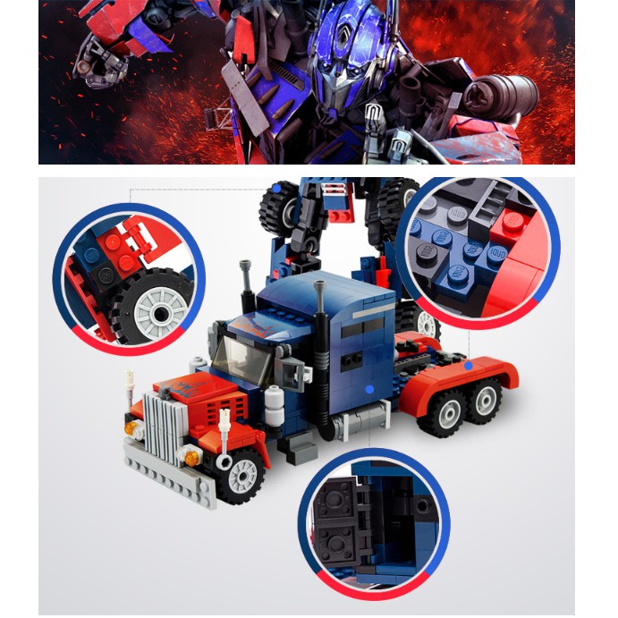 [377 CHI TIẾT-HÀNG CHUẨN] BỘ ĐỒ CHƠI XẾP HÌNH LEGO Transformer OPTIMUS PRIME - Lego Robot Biến Hình