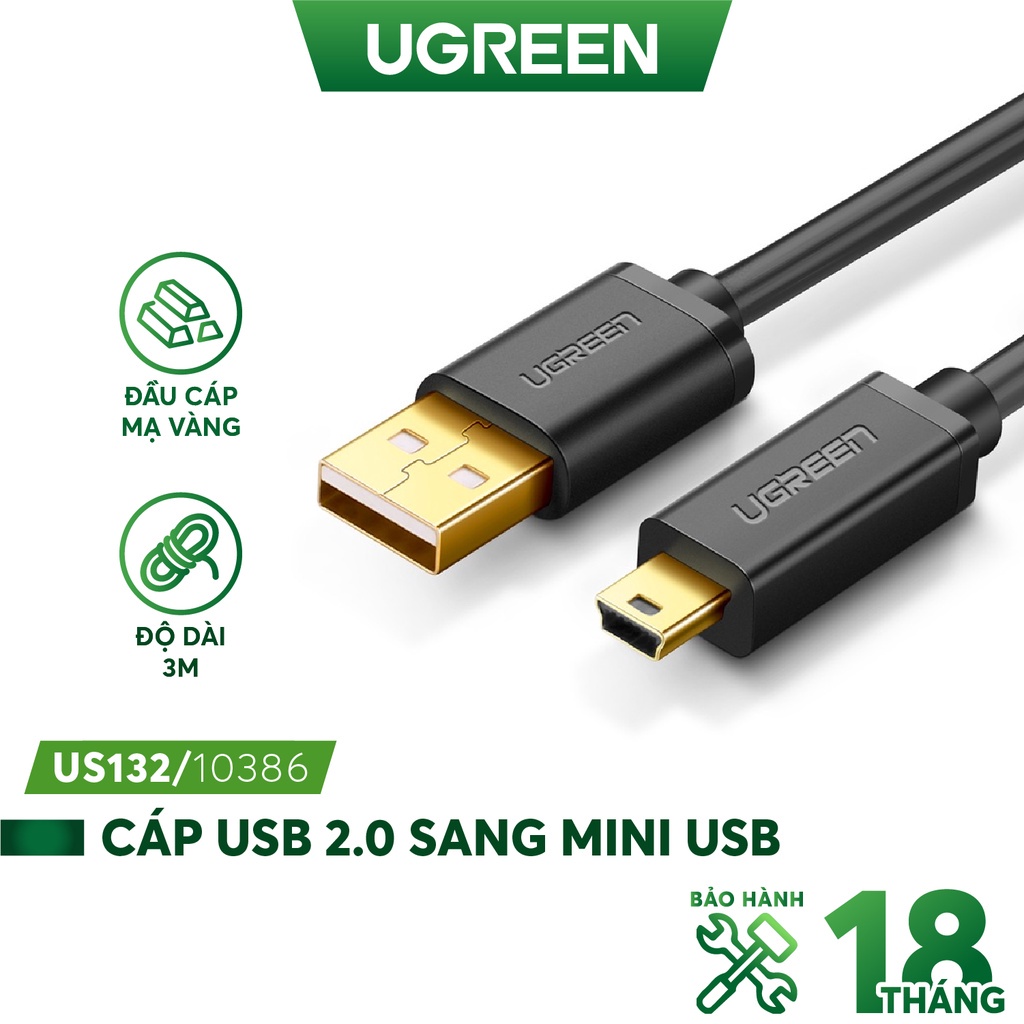 Cáp sạc USB 2.0 sang mini USB UGREEN US132 - Hàng chính hãng