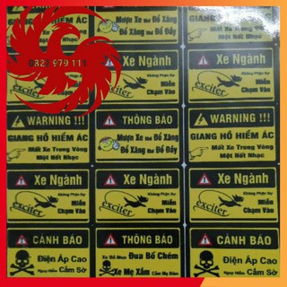 Tem cảnh báo, logo cảnh báo dán xe 3 lớp cao cấp