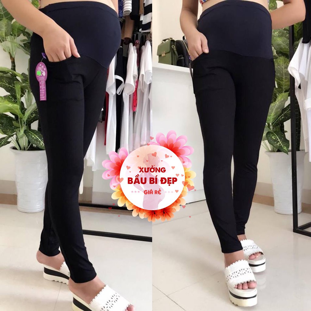 Quần bầu legging có đáp bụng túi cơi có chun chỉnh mặc thoải mái tới khi sinh QB456