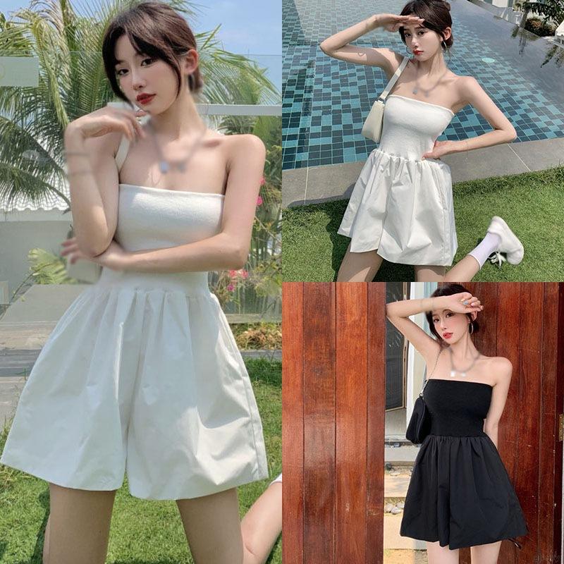Jumpsuit màu trơn phong cách Hàn Quốc gợi cảm cho nữ