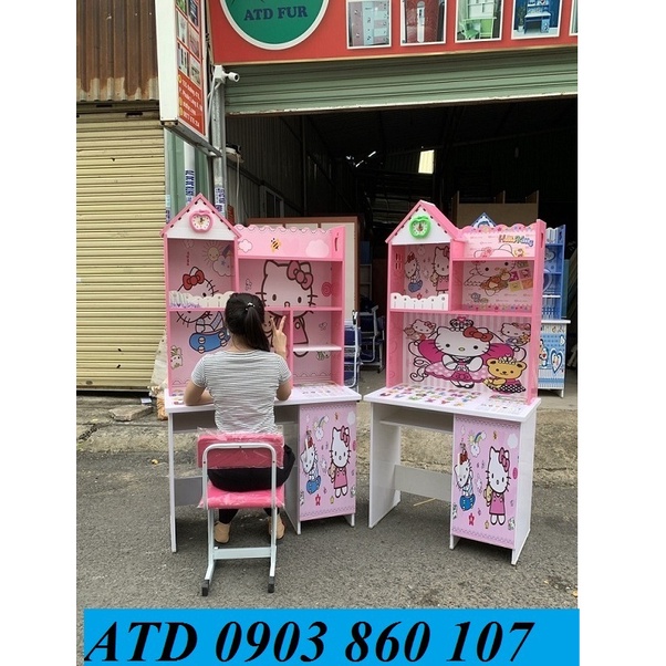Bàn học sinh nhựa trẻ em liền kệ sách in hình đẹp cho bé tiểu học cấp 1 hcm
