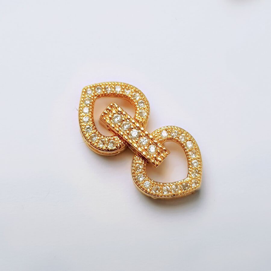 [CTJ013] Phụ kiện trang sức (DIY) - Chốt khóa Trái tim đôi làm vòng cổ vòng tay