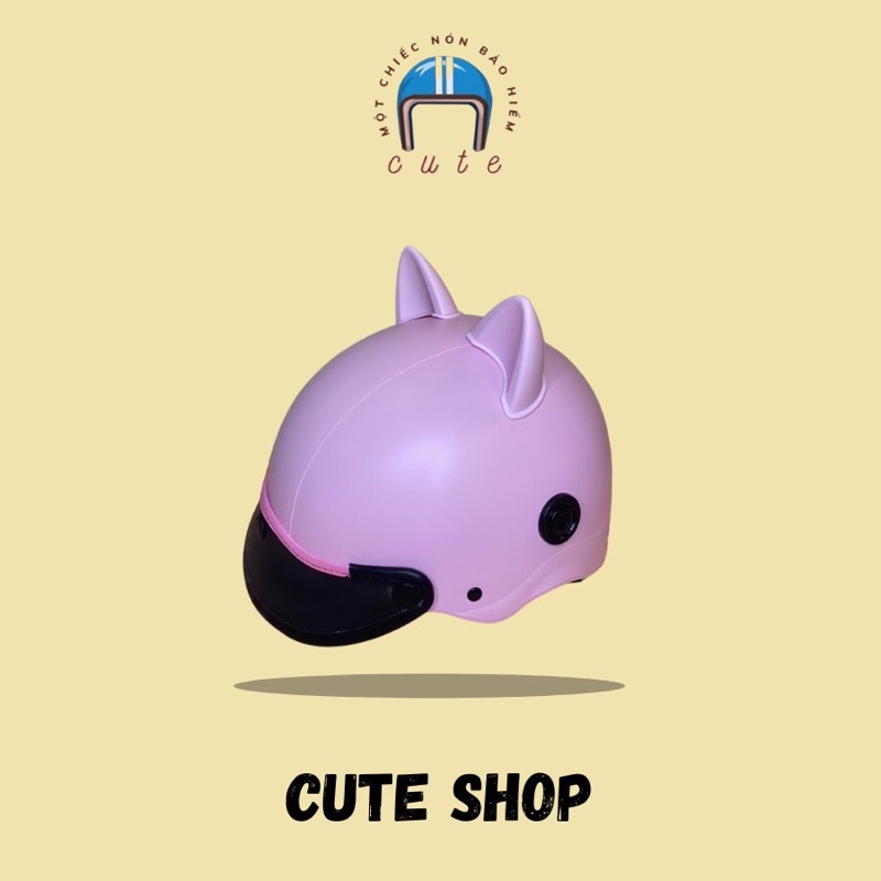 Nón Bảo Hiểm Cute Gắn Tai Mèo Dễ Thương Chất Liệu ABS Cứng Cáp Có Tem Mạc Đầy Đủ Cute Shop