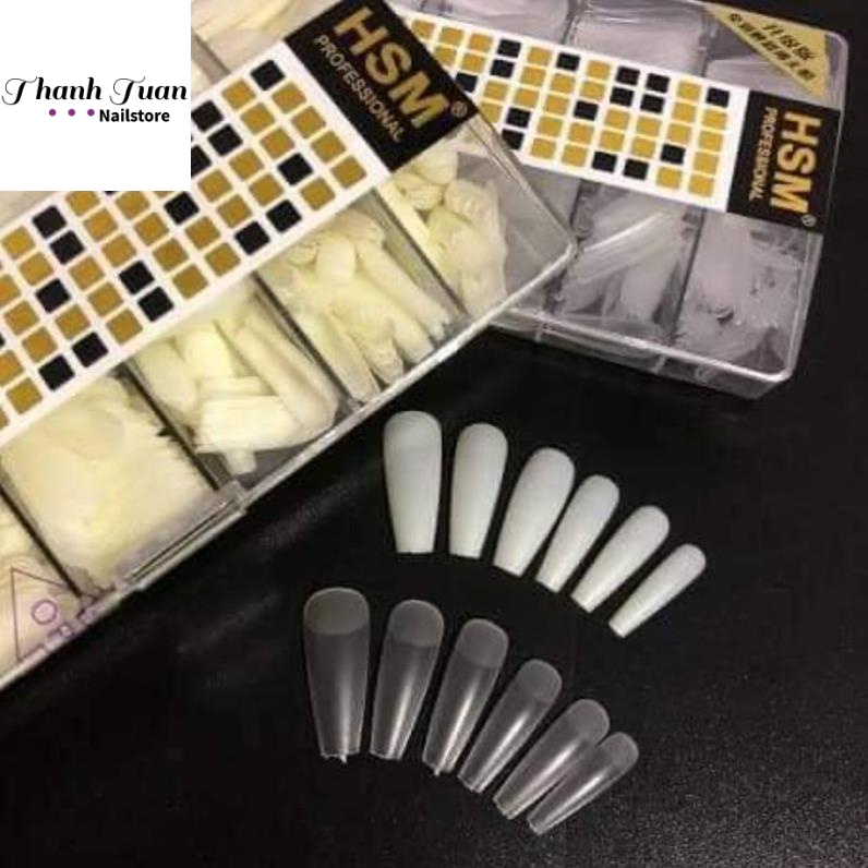 Hộp móng úp HSM các loại Tem đen (nhám sẵn) và tem hồng (trơn)  - Phụ kiện đồ nail