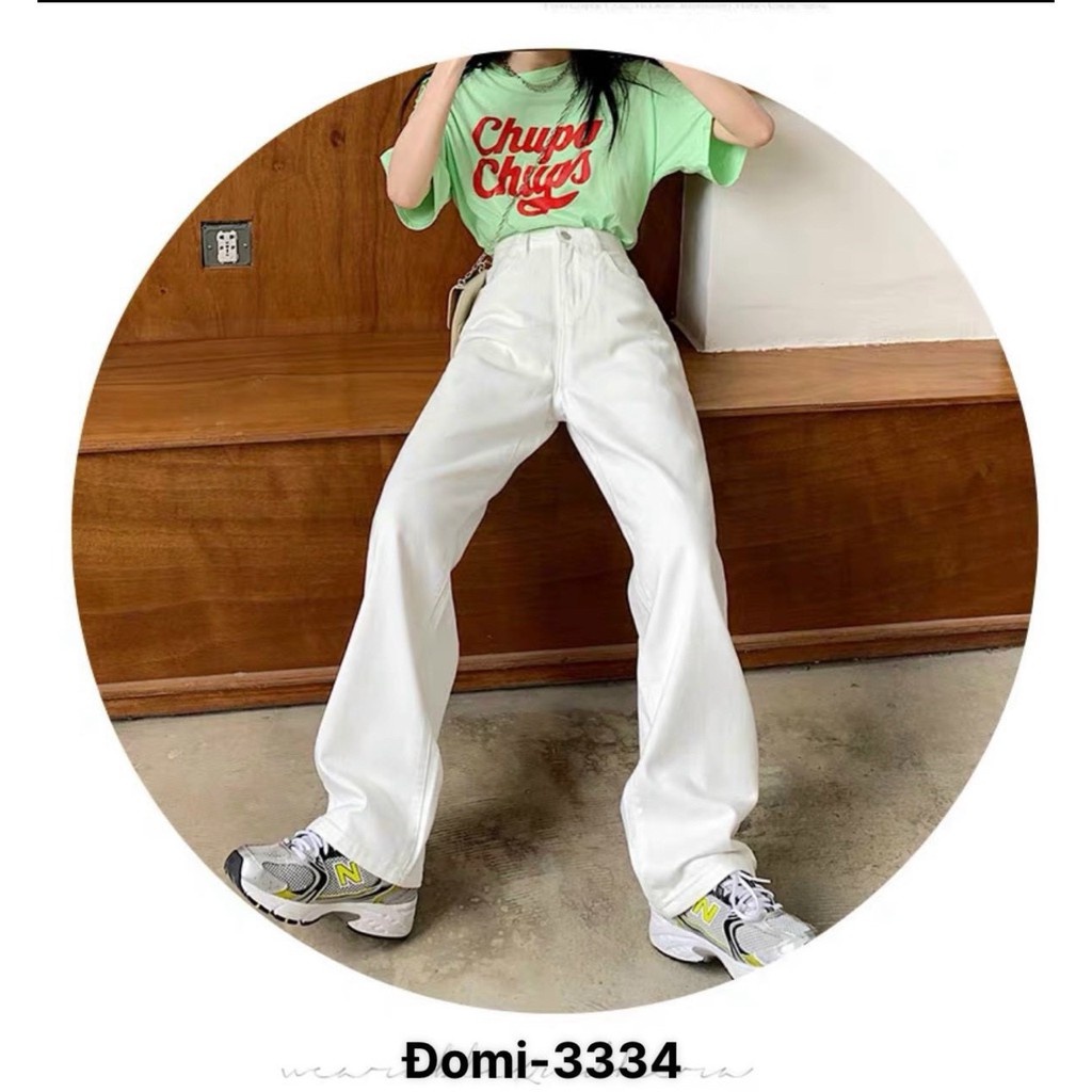 [DÀI 103-105cm]Quần Jean Nữ Aiori Fashion Ống Suông Lưng Cao Trắng Đen Quần Bò Ống Rộng Hàng Cao Cấp A001 | BigBuy360 - bigbuy360.vn