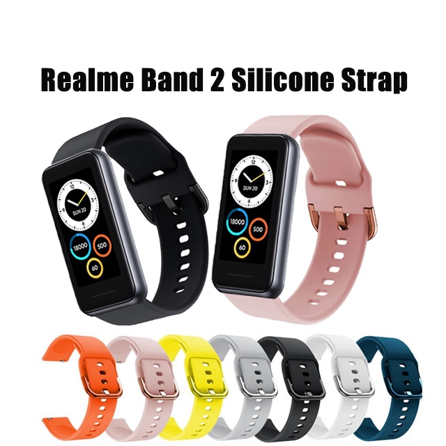 Dây Đeo Thay Thế Chất Liệu Silicon Màu Trơn Cho realme band 2 2