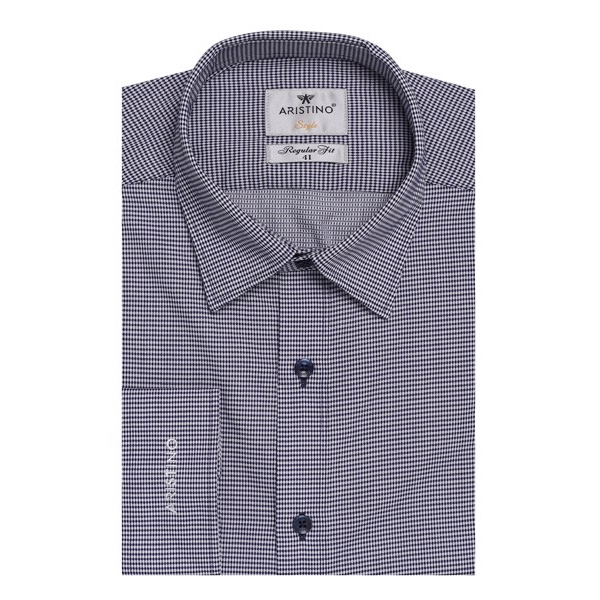 Áo Sơ Mi Nam Tay Dài Aristino ALS15108 Màu Họa Tiết Dệt Đen Trắng Kiểu Dáng Regular Fit Chất Liệu Sợi Sồi
