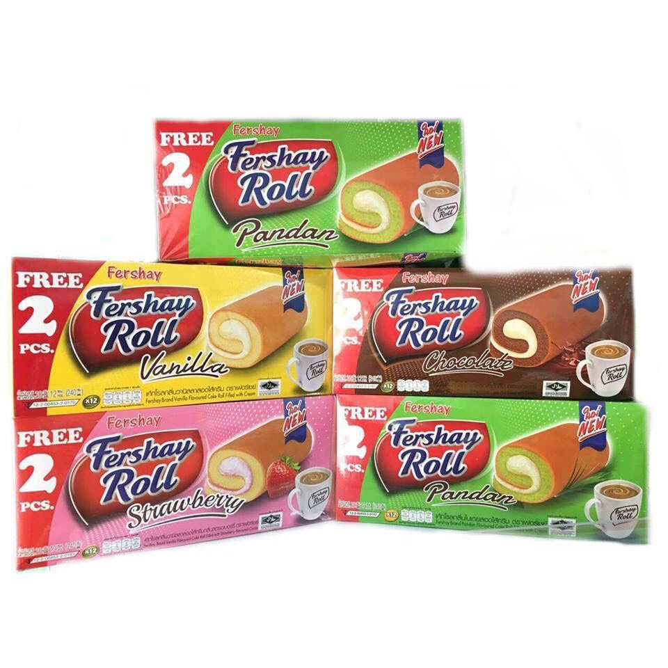Bánh Bông Lan Cuộn Trứng Fershay Roll Thái Lan 240g