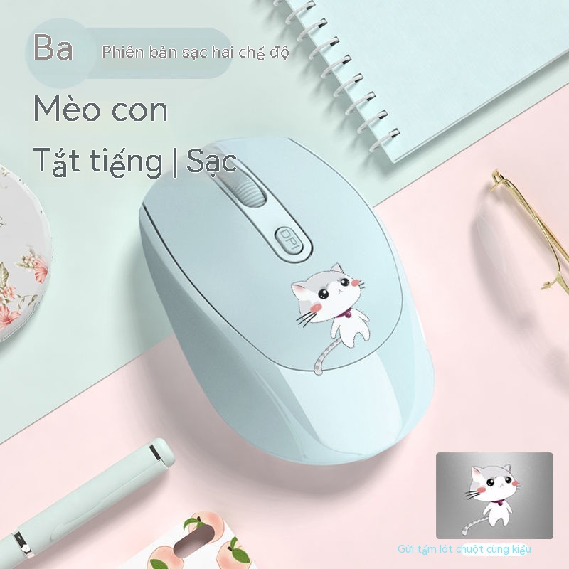 Chuột Bluetooth Không Dây Dễ Thương Có Thể Sạc Lại Dành Cho Văn Phòng/Máy Tính Bảng