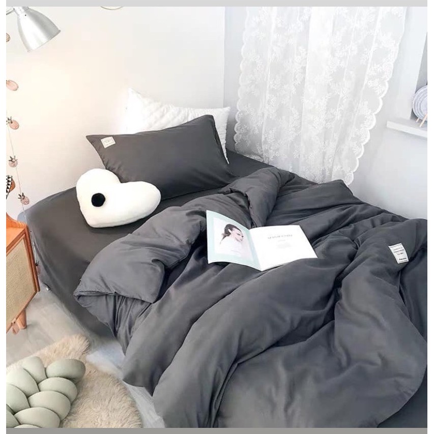 Bộ chăn ga và vỏ gối cotton tc basic Mùa Decor- Màu Beige phối Ghi Xám và các màu khác