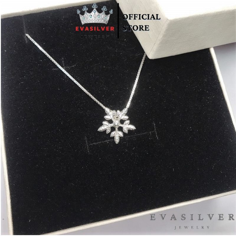 Dây chuyền bạc ta mặt hoa tuyết đính đá Evasilver, vòng cổ bạc ta cực đẹp và sáng bóng