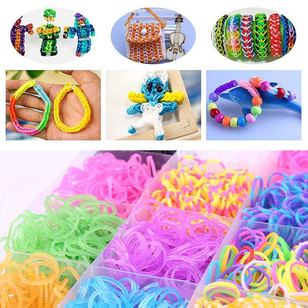 Vòng Tay Dây Cao Su Co Giãn Màu Cầu Vồng Phong Cách Cổ Điển DIY Cho Bé Gái