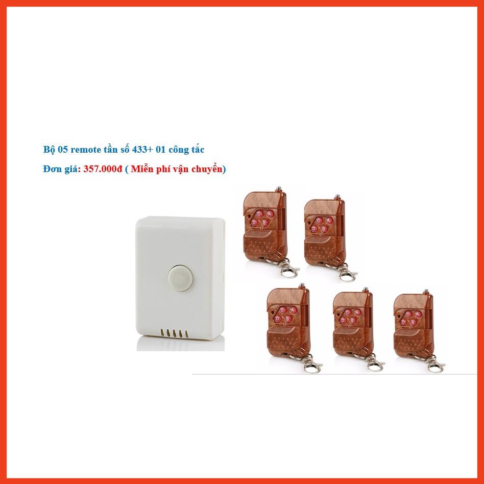 Bộ 5 remote vân gỗ sóng 433 + 01 công tắc RF15