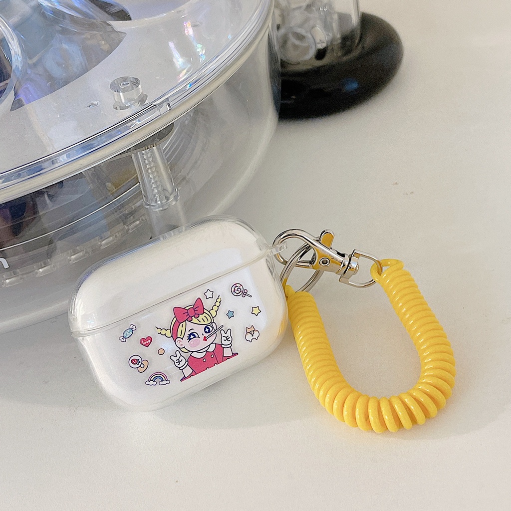 Vỏ Bảo Vệ Hộp Sạc Tai Nghe airpods 1 2 Pro 3rd Generation Pro 1/2 Trong Suốt Chống Sốc Họa Tiết Hoạt Hình Kèm Dây Đeo Kiểu Nhật Hàn