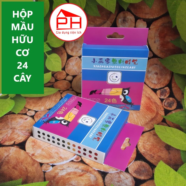 ( Hộp 24 cây ) BÚT SÁP MẦU HỮU CƠ Hộp bút mầu cho bé tập tô tập vẽ an toàn 100% tự nhiên không phai mầu không dơ tay